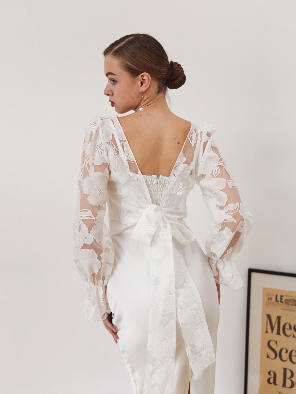 Floral lace wedding dress cover up